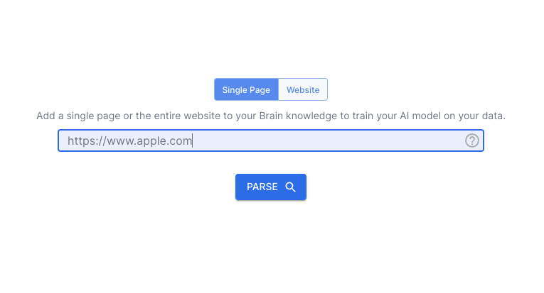 A screenshot of the website parser tool