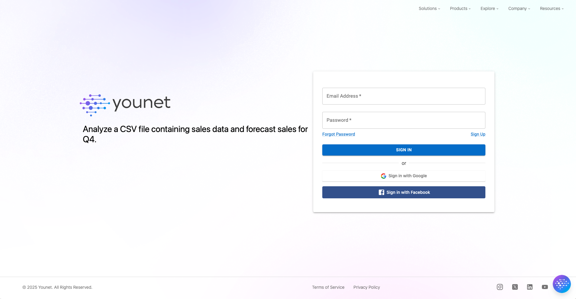 Login page of Younet.ai