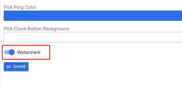 Location of the Watermark toggle to disable